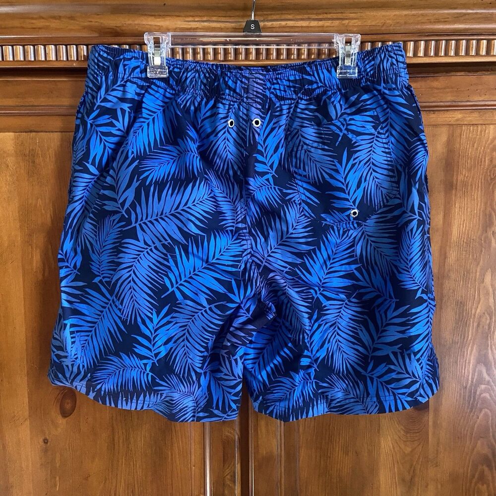 Lands End Men’s 8" Swim Shorts Trunks Sz Large 36-38 Blue Palms Tropical Beach - Picture 5 of 13